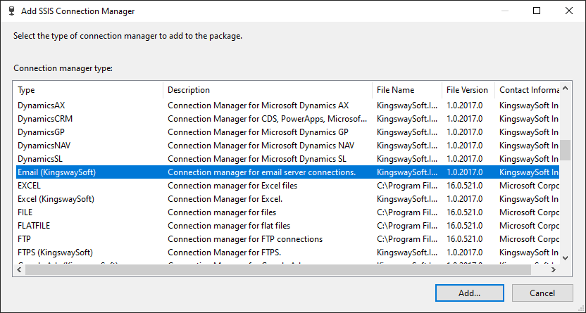 Add SSIS Email Connection Manager